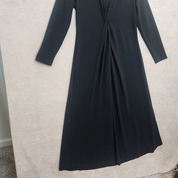 Soft Surroundings Lagia Maxi Dress Black Medium front Twist Ruching Ponte Knit - Picture 8 of 10